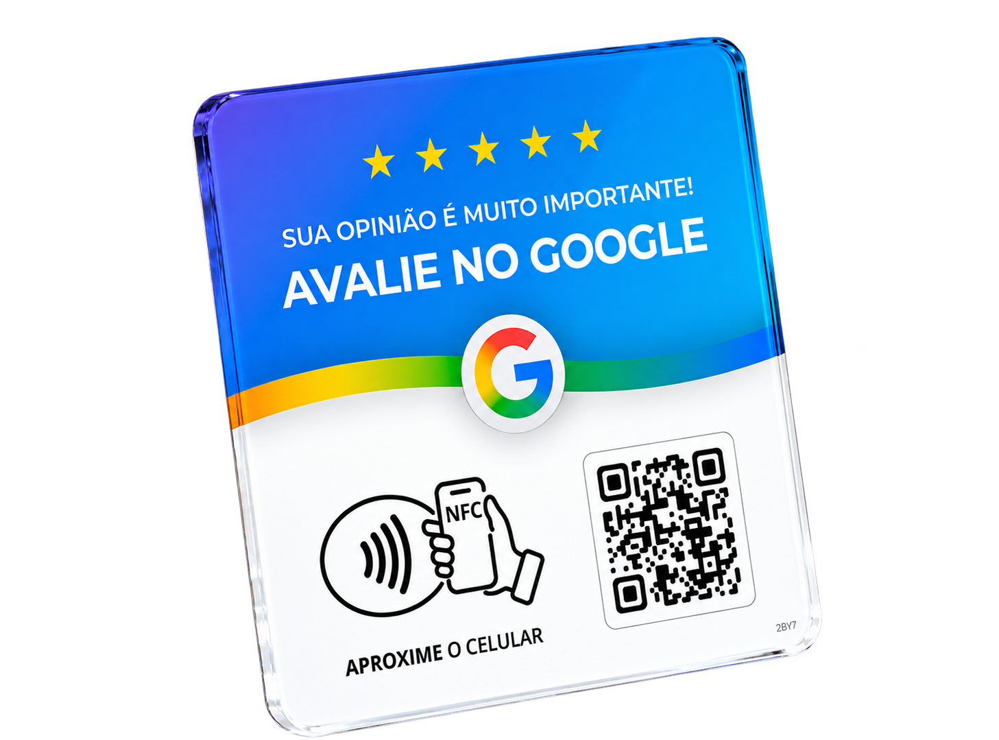 Plaquinha Wistag de avaliações no Google, com NFC e QR Code